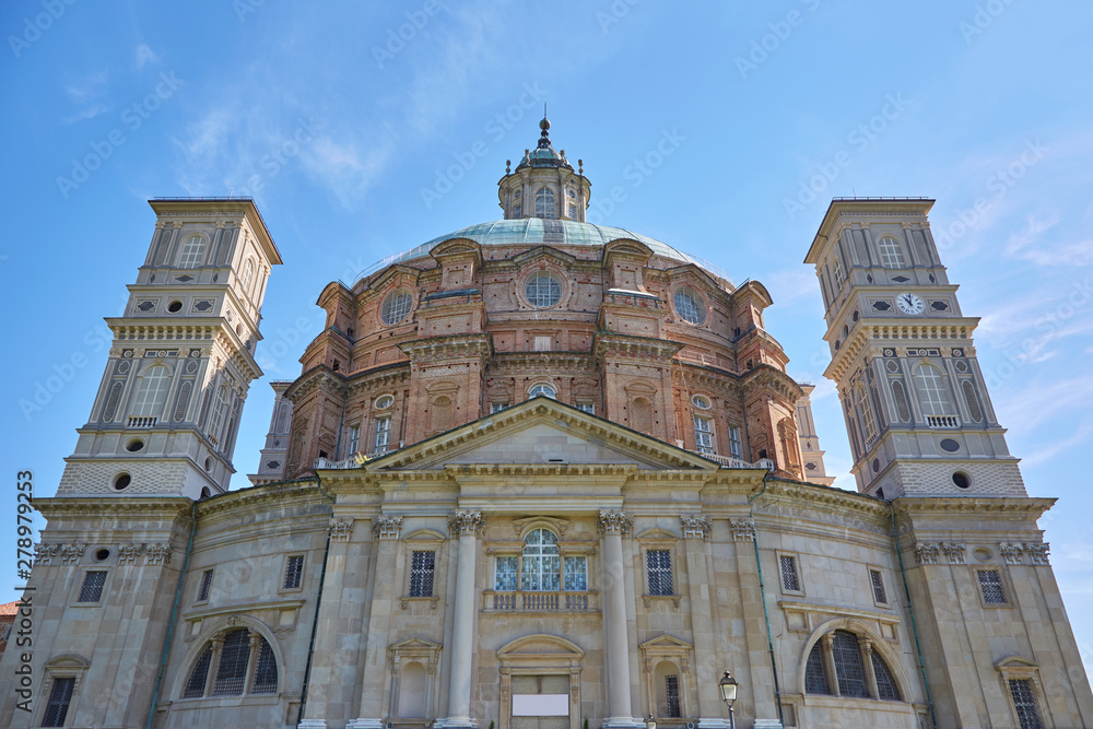 Sanctuary of Vicoforte church in a sunny summer day in Piedmont, Italy