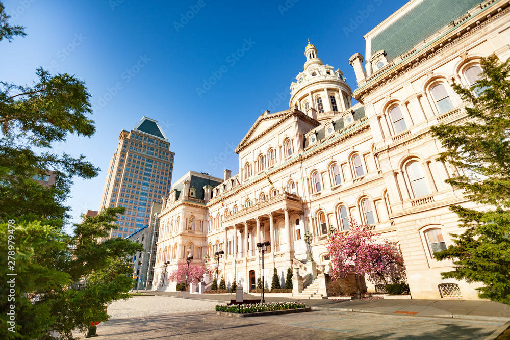Baltimore City Hall at the Holiday street, USA