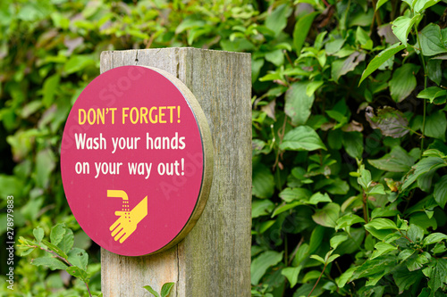 Don't forget wash your hands on your way out sign