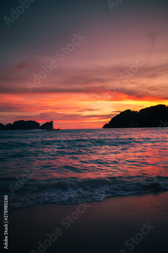 Atardecer en la playa.