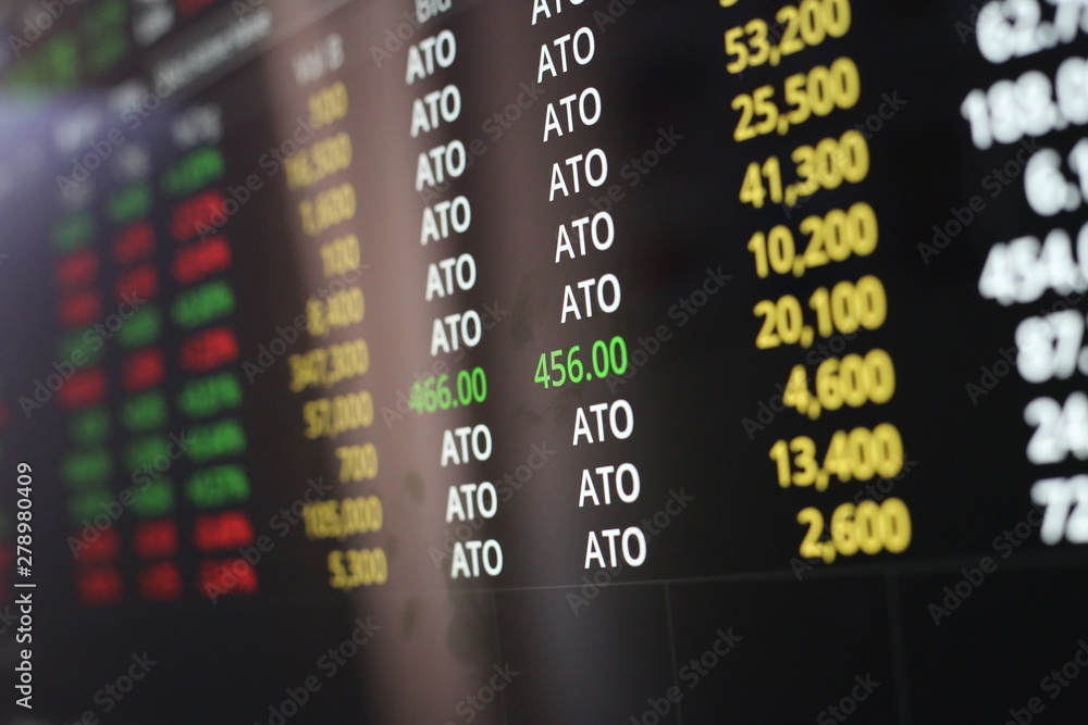 Obraz premium Thailand Stock Exchange, Streaming Trade Screen.