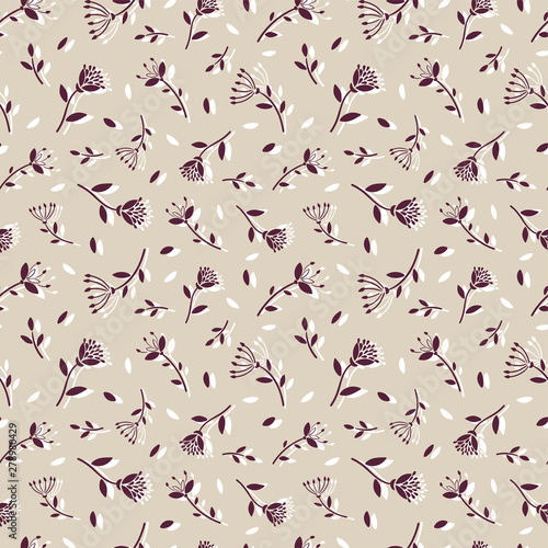 Colorful folk flowers seamless vector repeating background. Small florals pattern - Great as a summer textile print, party invitation or packaging, Oktoberfest backdrop. Surface pattern design.