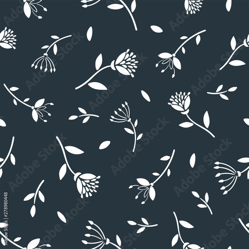 Elegant folk flowers seamless vector repeating background. Small florals pattern - Great as a summer textile print, party invitation or packaging, Oktoberfest backdrop. Surface pattern design.