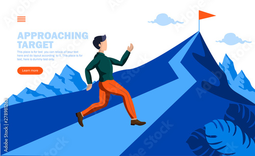 man running towards target on mountain