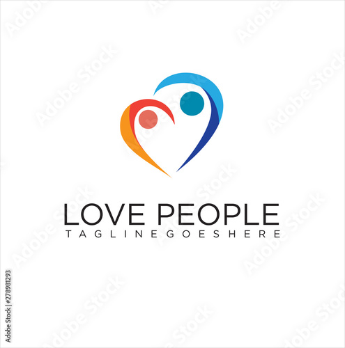 Couple People Love Logo Design Heart design template