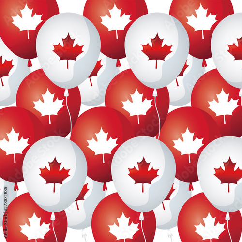 pattern of balloons helium with maple leafs canada
