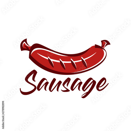 Sausage Line Art Vector Illustration. Logo Design