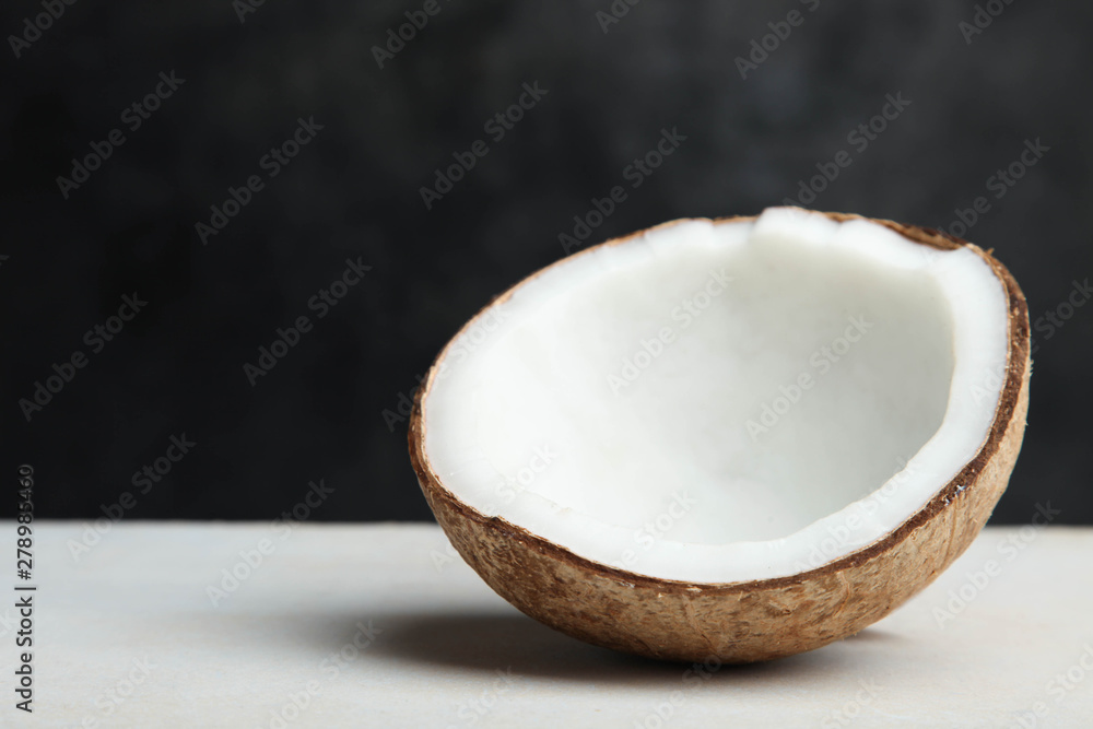 One half of natural exotic coconut One half of natural exotic coconut