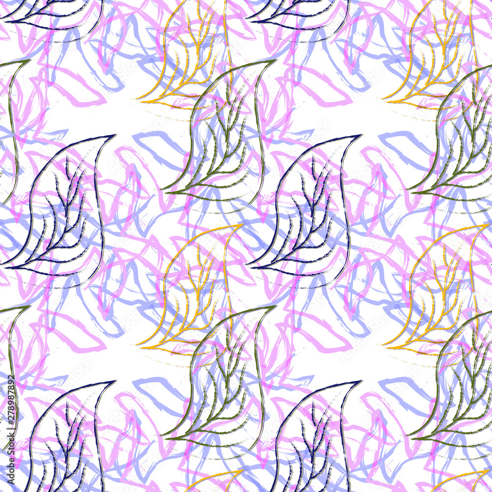 Seamless pattern autumn design. Grunge print with leaves. Watercolor effect. Suitable for bed linen, leggings, shorts and fashion industry. Seamless pattern autumn design. Grunge print with leaves. Watercolor effect. Suitable for bed linen, leggings, shorts and fashion industry.