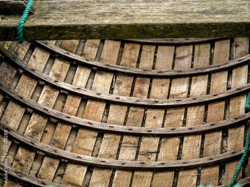 Wooden boat rib timber texture and design.