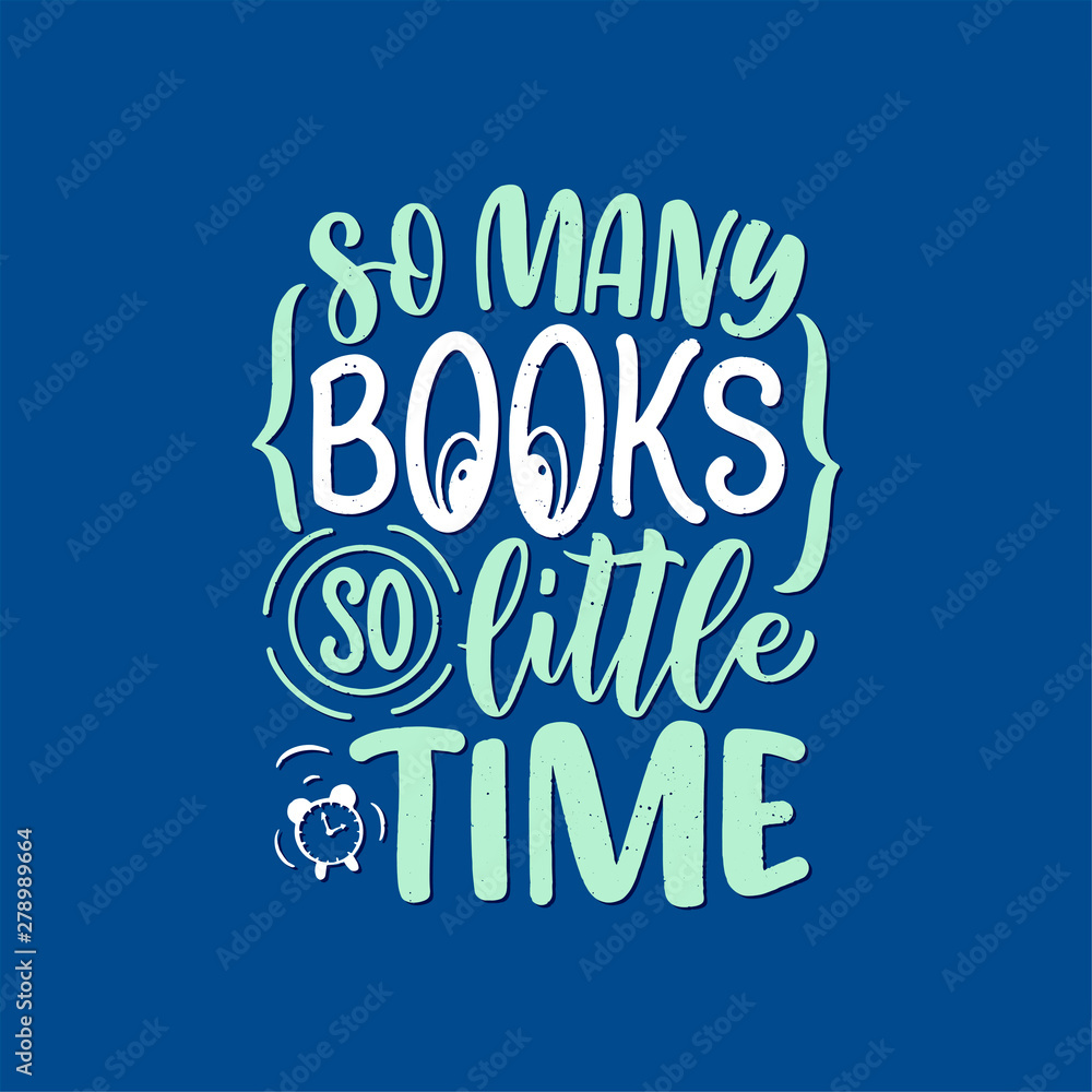Plakat Abstract lettering about books and reading for poster design. Handwritten letters. Typography funny quote. Vector