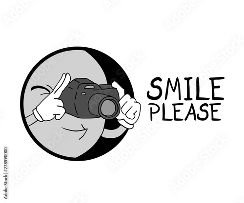 funny photographer illustration and smile please message