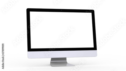 flat monitor white screen computer, pc display digital wide screen and slim