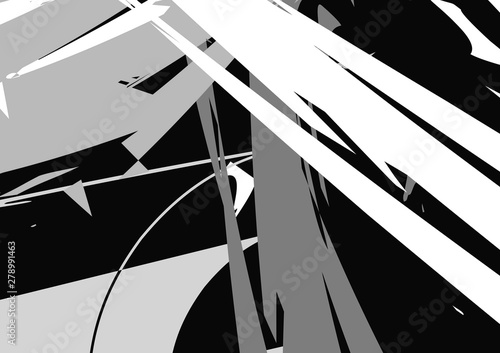 Black and white abstract background. geometric shapes. Poster.