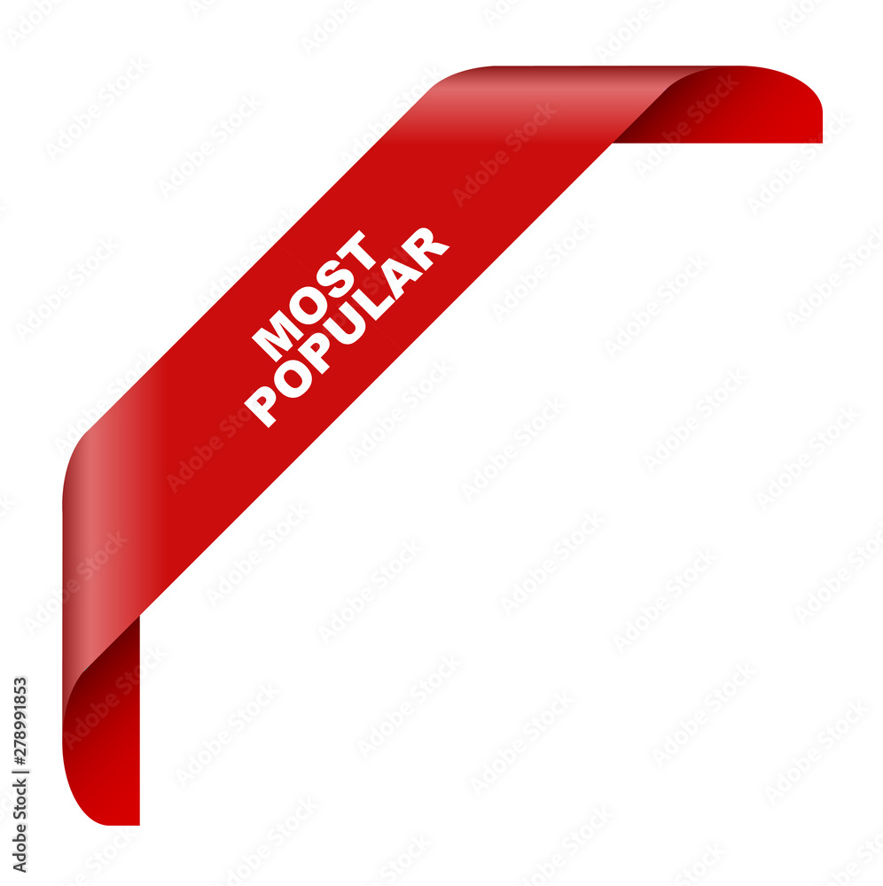 red vector banner most popular