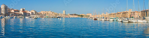 Panoramic view of Marseille harbor (Europe-France) - Every visible and recognizable brand or logo has been removed