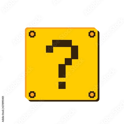 Golden block with interrogation symbol