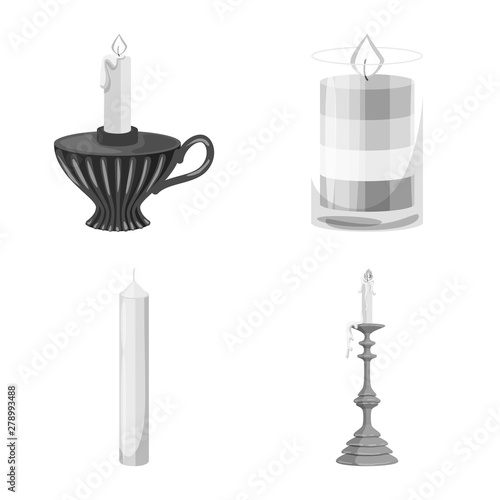 Isolated object of paraffin and fire logo. Set of paraffin and decoration stock symbol for web.