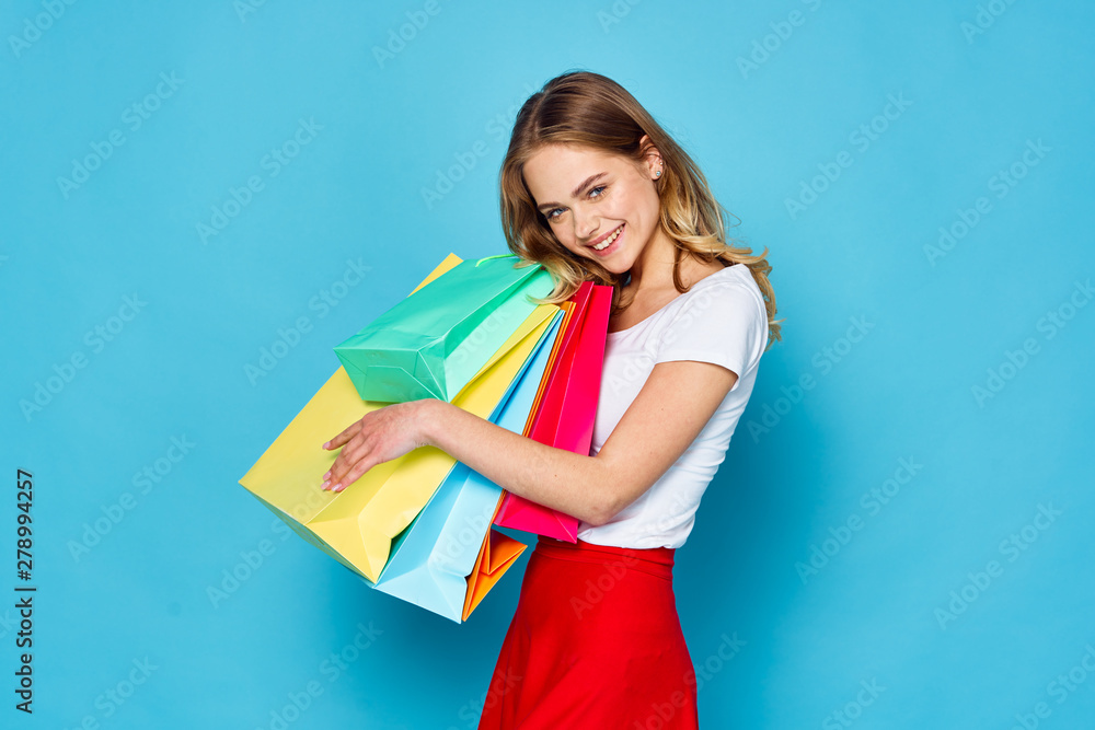 woman with shopping bags and credit card woman with shopping bags and credit card