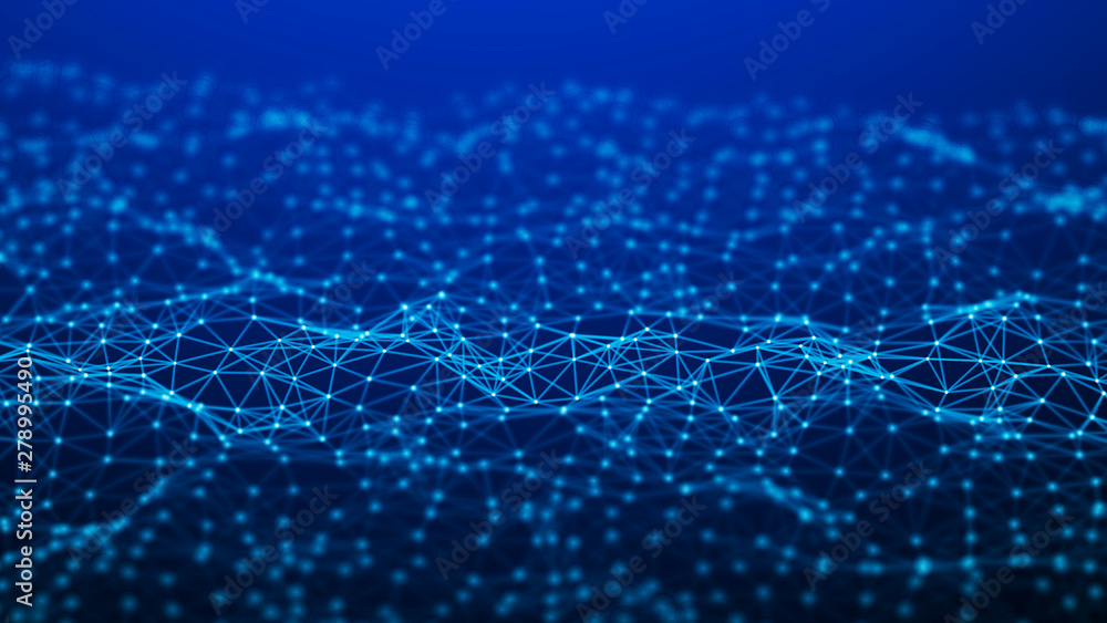 Network connection dots and lines. Technology background. 3d rendering.