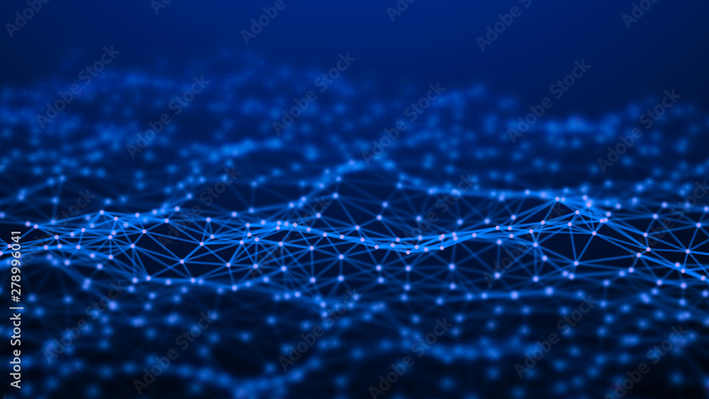 Obraz premium Network connection dots and lines. Technology background. 3d rendering.