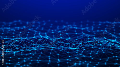 Network connection dots and lines. Technology background. 3d rendering. © Olga