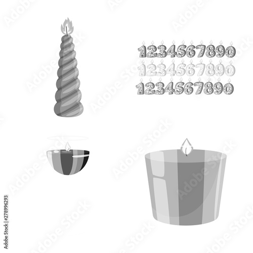 Vector illustration of paraffin and fire logo. Collection of paraffin and decoration vector icon for stock.