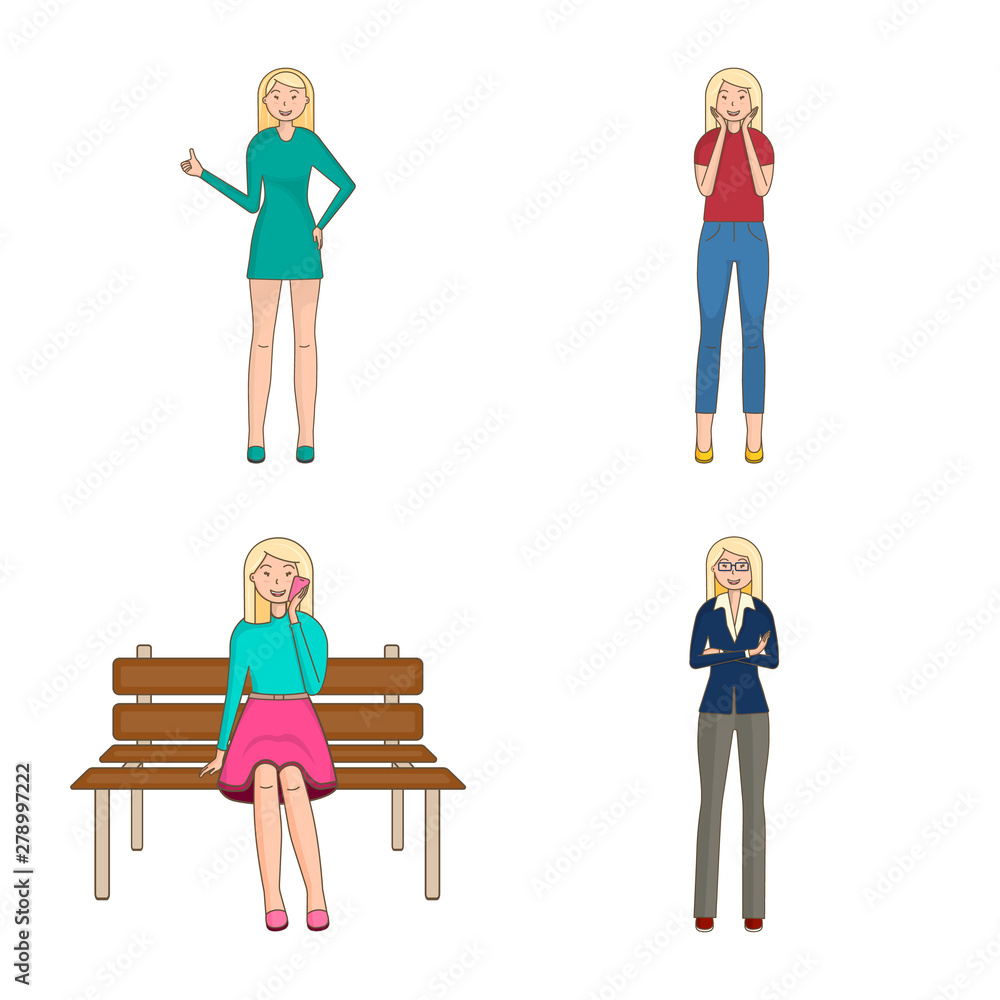 Isolated object of woman and body sign. Set of woman and style stock symbol for web. Isolated object of woman and body sign. Set of woman and style stock symbol for web.