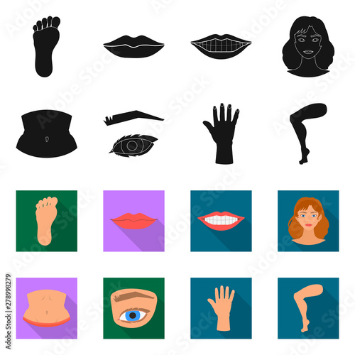 Vector design of body and part icon. Set of body and anatomy stock vector illustration.