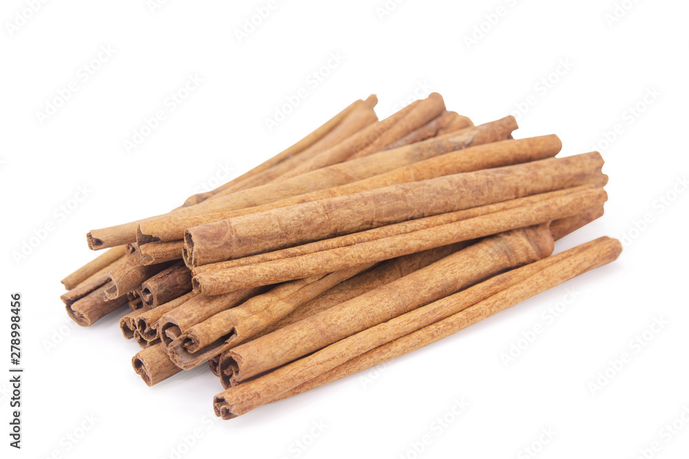 Cinnamon sticks isolated on white background with clipping path.