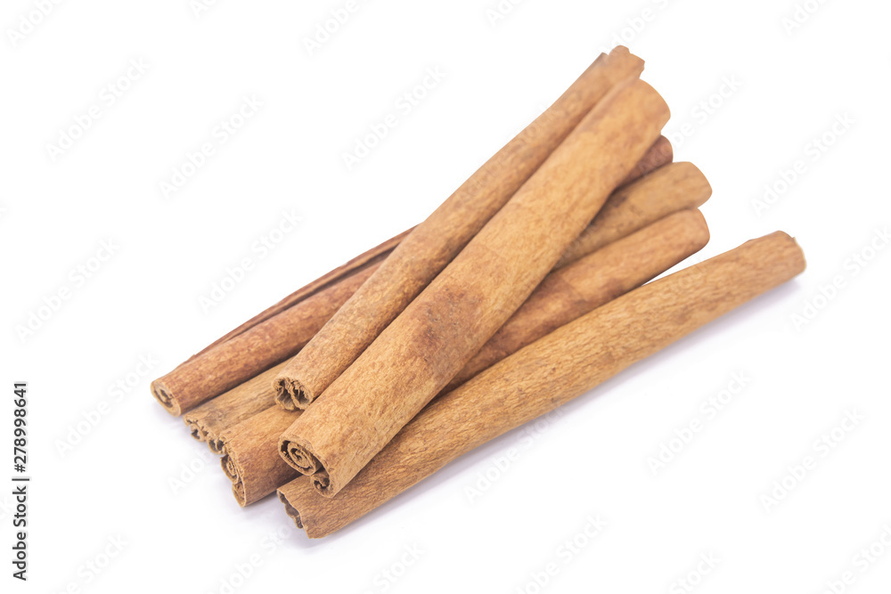 Cinnamon sticks isolated on white background with clipping path.