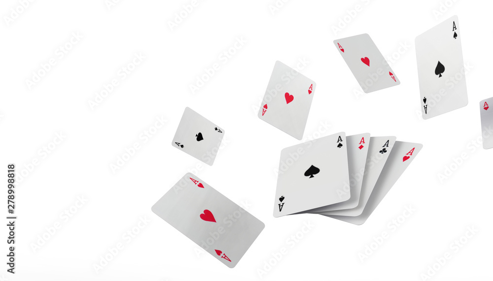 Falling poker playing cards Casino Concept on isolated on white background - 3d rendering Falling poker playing cards Casino Concept on isolated on white background - 3d rendering