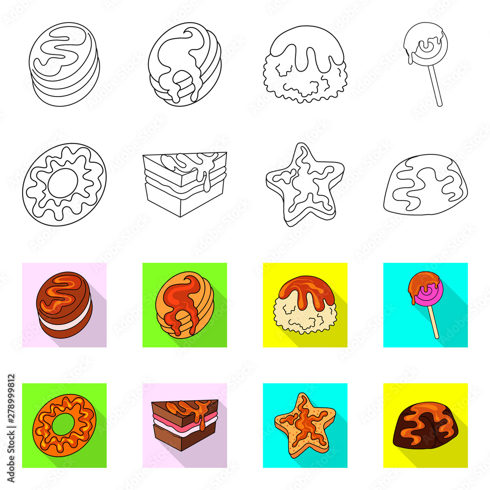 Vector design of confectionery and culinary icon. Collection of confectionery and product stock symbol for web. Vector design of confectionery and culinary icon. Collection of confectionery and product stock symbol for web.