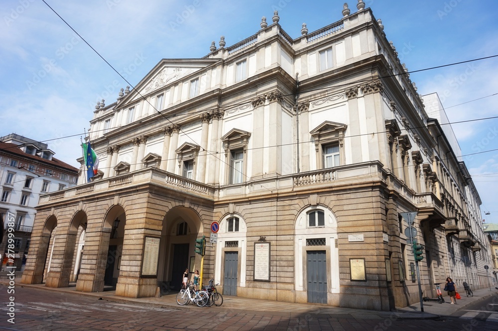 Exterior of the theater of the opera La Scala in Milan