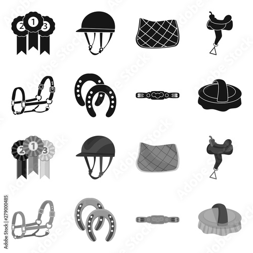Vector design of equipment and riding symbol. Collection of equipment and competition stock symbol for web.