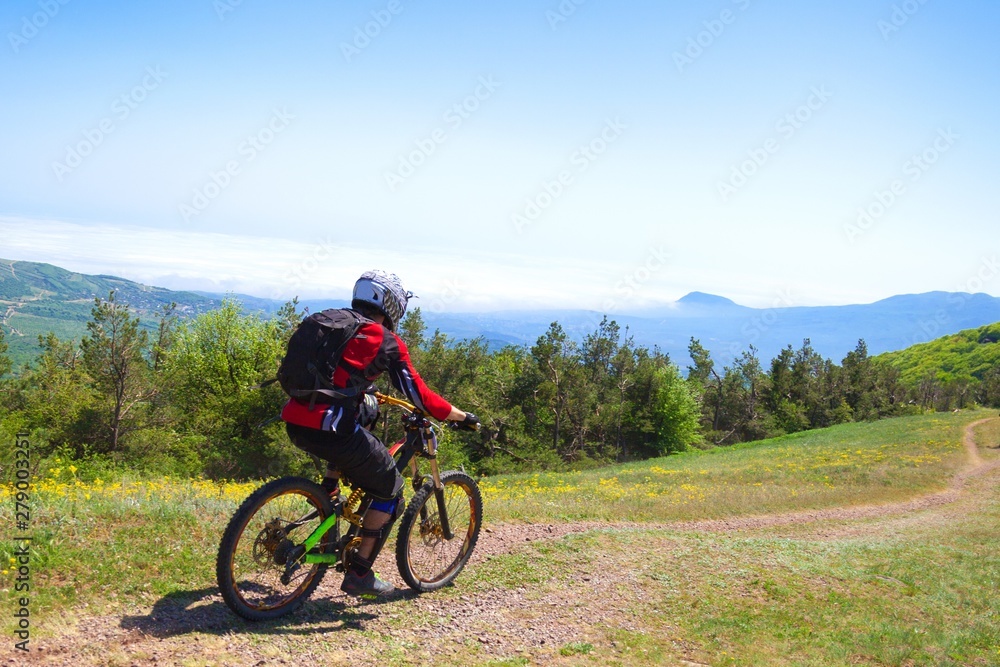 Mountain biker on a trail