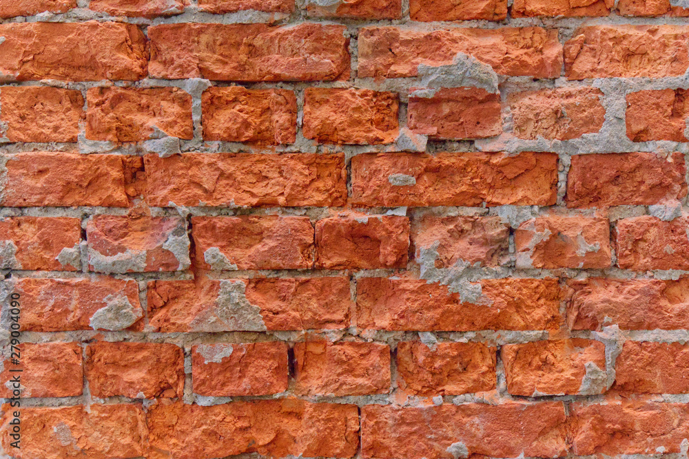 Obraz premium Simple photo background pattern of red broken blocks wall. May using for game development of for design projects.