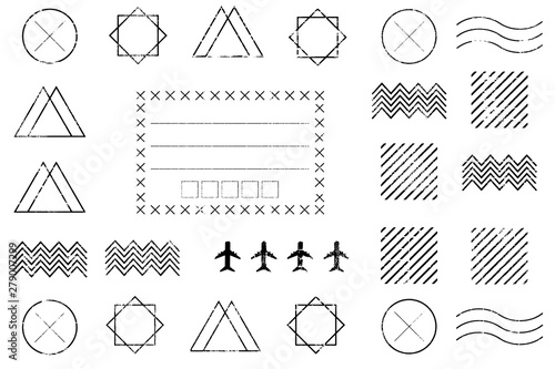 Hipster Blank postal stamps set.illustration vector