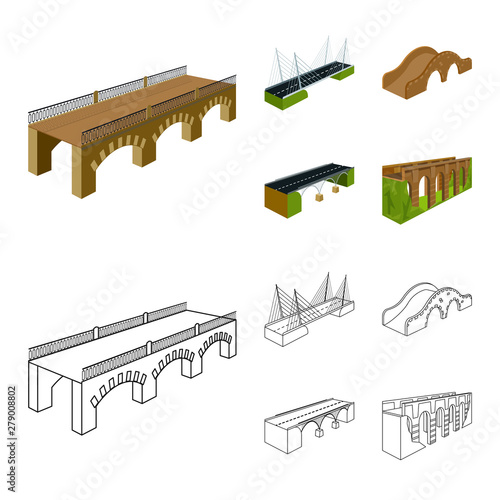 Vector illustration of connection and design sign. Set of connection and side vector icon for stock.