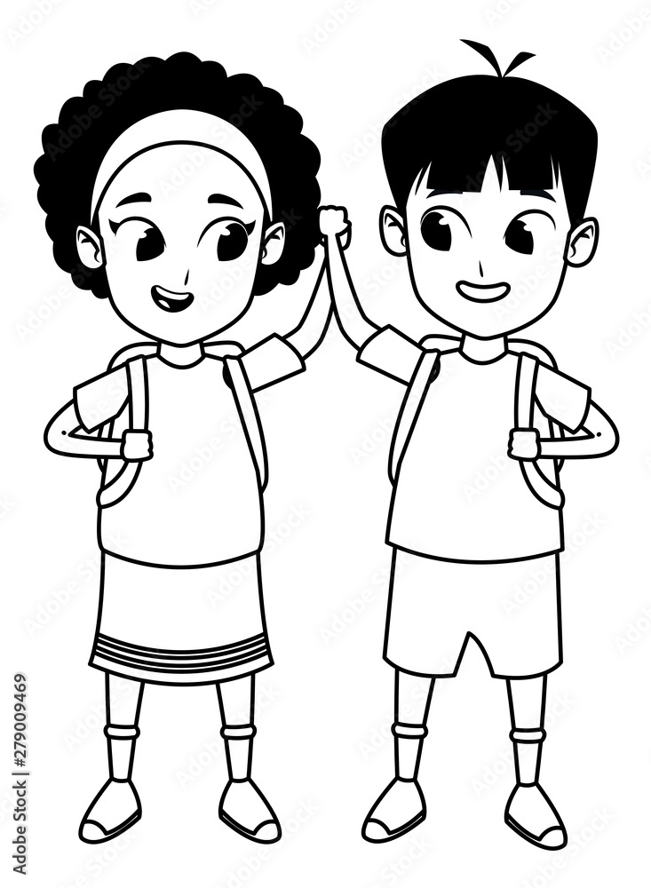 adorable cute children childhood cartoon in black and white adorable cute children childhood cartoon in black and white
