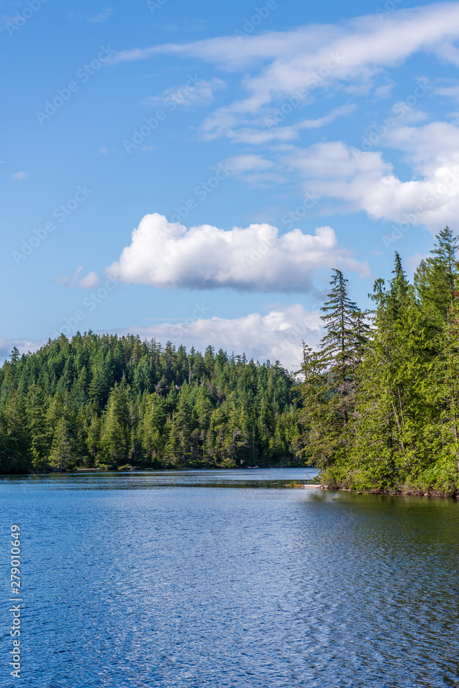 Fototapeta premium View at Mountain Lake with Blue Sky in British Columbia, Canada.