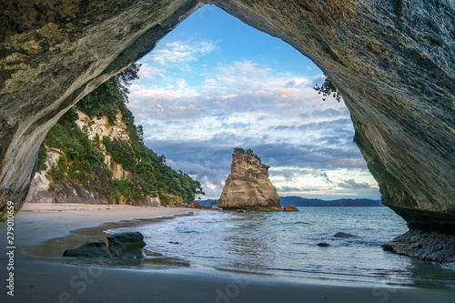 view from the cave at cathedral cove,coromandel,new zealand 23