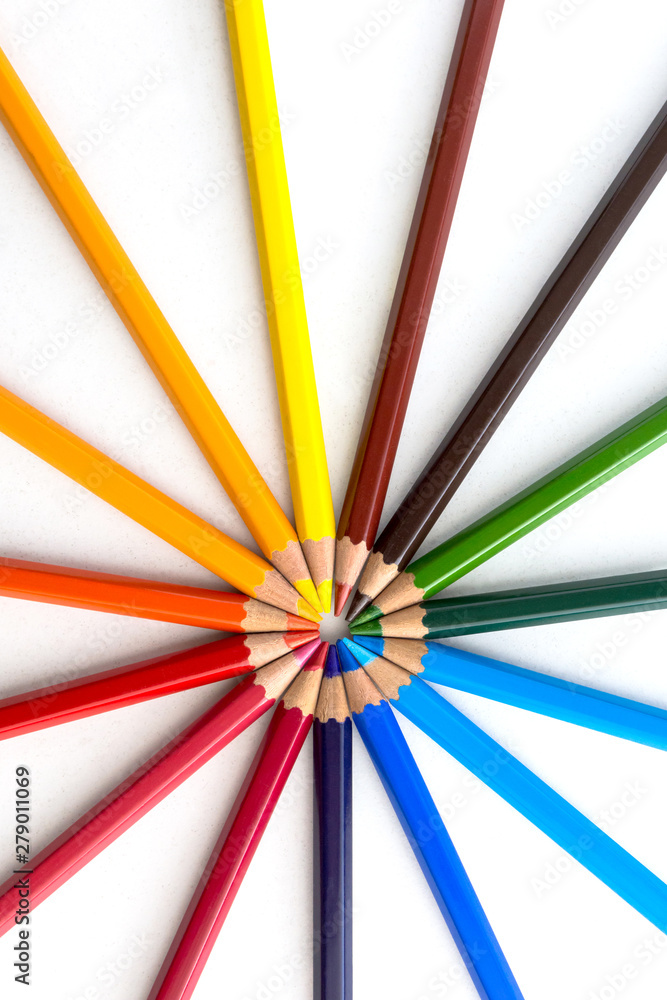 Figures with colored pencils on white background Figures with colored pencils on white background