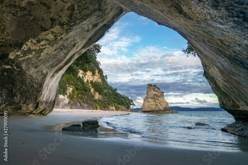 view from the cave at cathedral cove,coromandel,new zealand 25