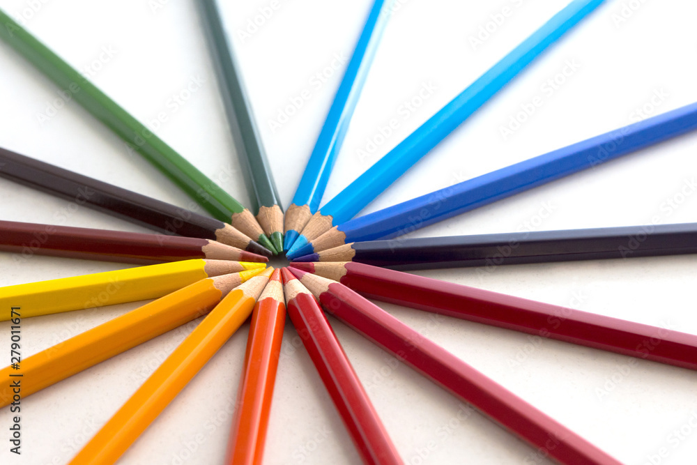 Figures with colored pencils on white background Figures with colored pencils on white background