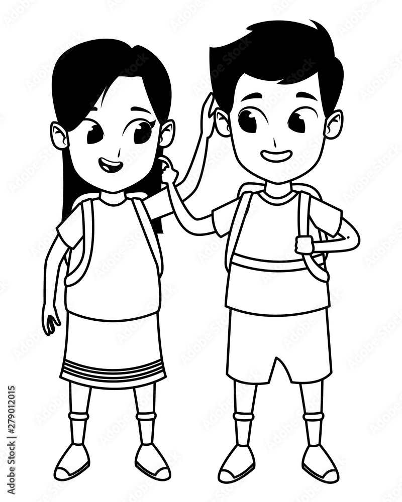 adorable cute children childhood cartoon in black and white adorable cute children childhood cartoon in black and white