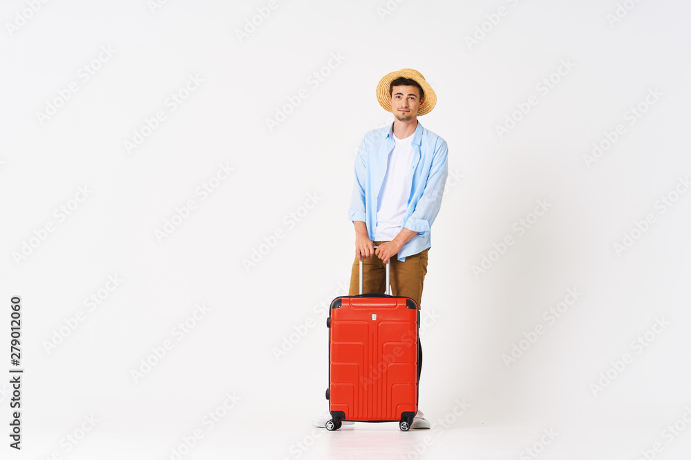 man with suitcase isolated on white background man with suitcase isolated on white background