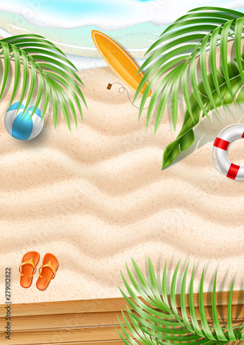 Vector seaside beach azure waves sand coast