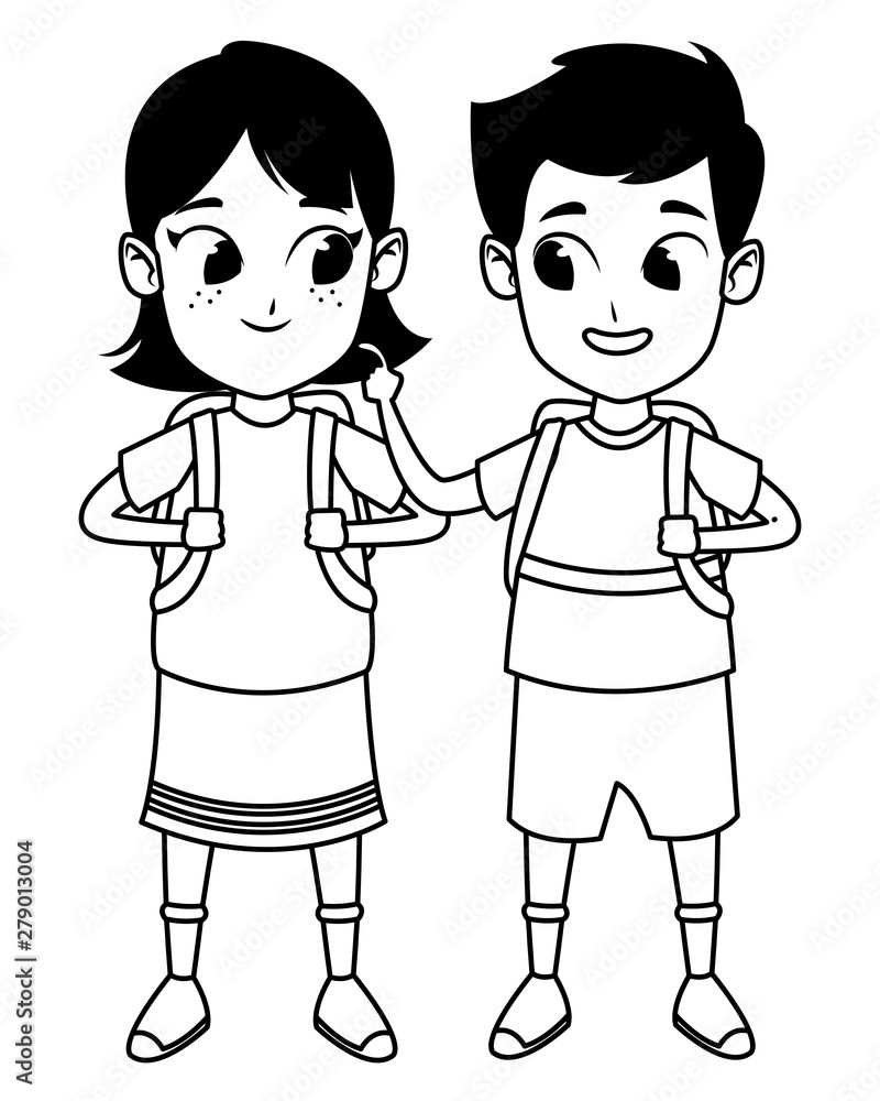 adorable cute children childhood cartoon in black and white adorable cute children childhood cartoon in black and white