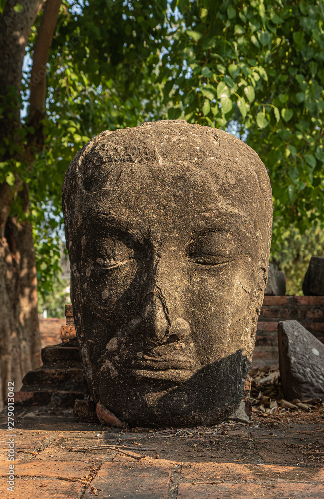 Head sculpture in Wat Ratchaburana, Ayutthaya, Thailand